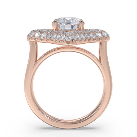 Natural Round Diamond Designer Ring in 9k Rose Gold