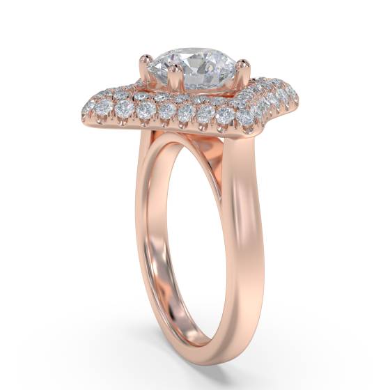 Natural Round Diamond Designer Ring in 9k Rose Gold