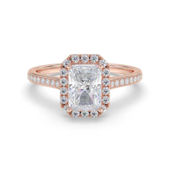 Radiant Diamond Single Halo Shoulder Set Ring