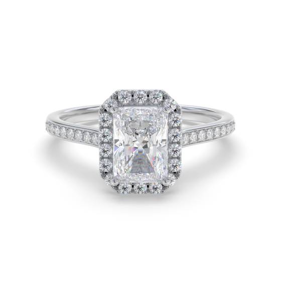 Radiant Diamond Single Halo Shoulder Set Ring