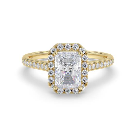 Radiant Diamond Single Halo Shoulder Set Ring