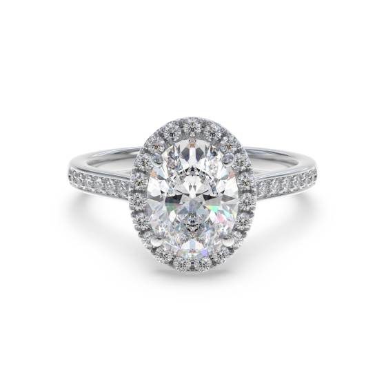 Oval Diamond Single Halo Shoulder Set Ring