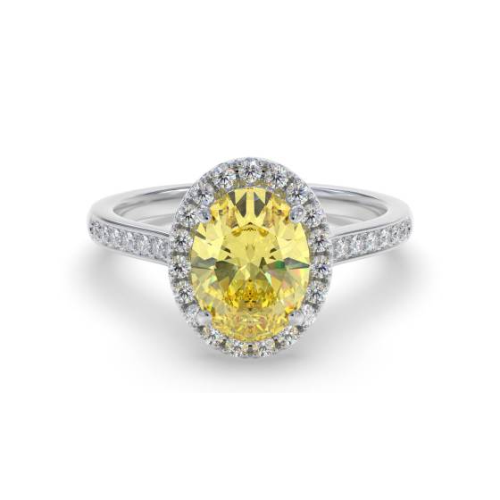 Fancy Yellow Oval Diamond Shoulder Set Ring