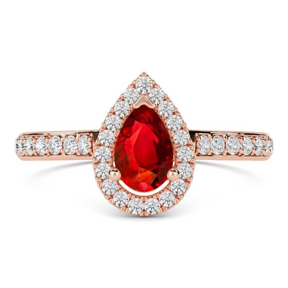 Ruby and Diamond Halo Ring