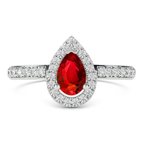 Ruby and Diamond Halo Ring