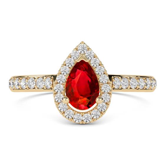 Ruby and Diamond Halo Ring