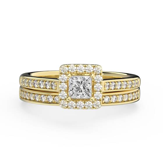 Princess Diamond Halo Bridal Set