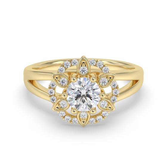 Flower Style Round Diamond Designer Ring