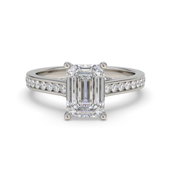 Emerald Diamond Shoulder Set Ring
