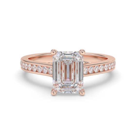 Emerald Diamond Shoulder Set Ring