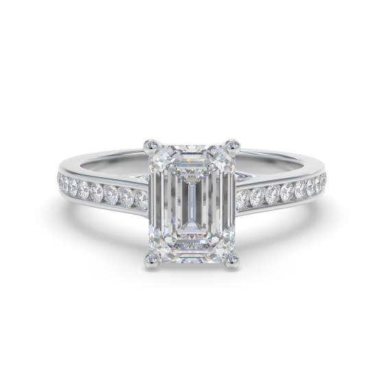 Emerald Diamond Shoulder Set Ring