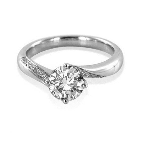 1.20ct SI2/G Round Natural Diamond Shoulder Set Ring