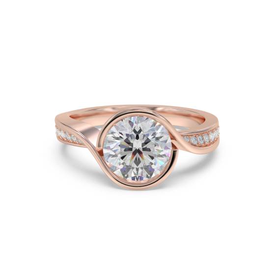 Round Diamond Bezel Set Shoulder Set Ring
