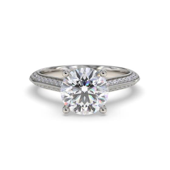 Knife Edge Round Shoulder Set Diamond Engagement Ring