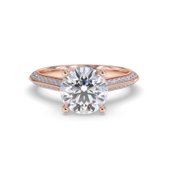 Knife Edge Round Shoulder Set Diamond Engagement Ring