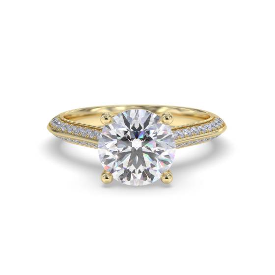 Knife Edge Round Shoulder Set Diamond Engagement Ring
