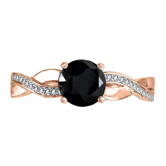 Round Black Diamond Shoulder Set Ring