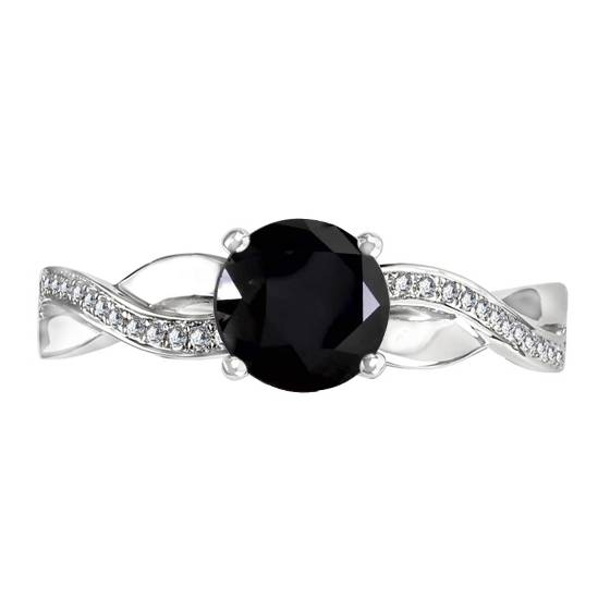 Round Black Diamond Shoulder Set Ring