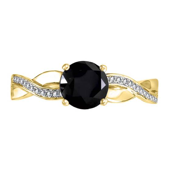 Round Black Diamond Shoulder Set Ring