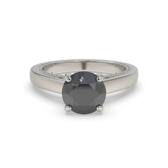 Round Black Diamond Shoulder Set Ring