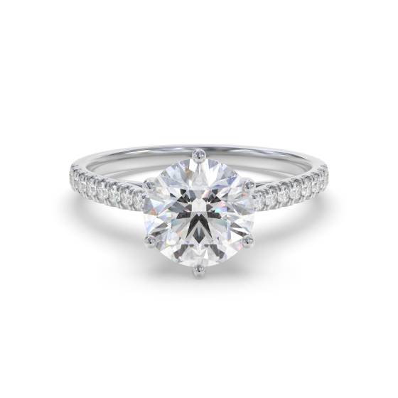 Round Diamond Shoulder Set Engagement Ring