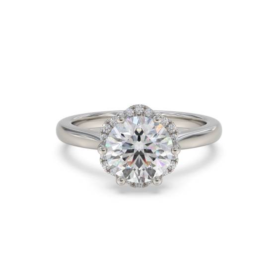 Modern Side Halo Round Diamond Engagement Ring