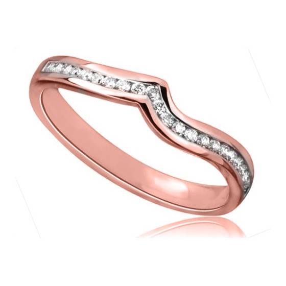 0.25ct VS/E-F Natural Round cut Diamond Shaped Wedding Ring in 18k Rose Gold