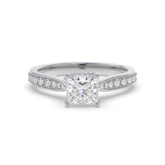 Princess Diamond Shoulder Set Ring