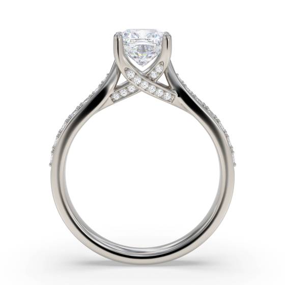 Cushion Diamond Shoulder Set Ring