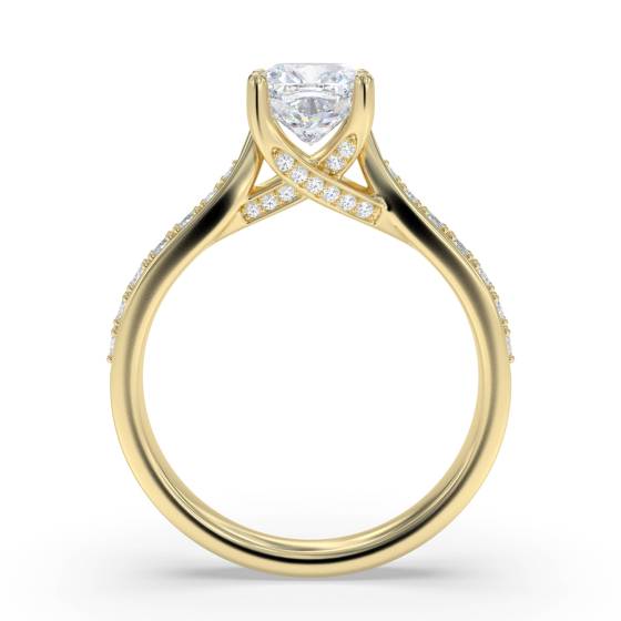 Cushion Diamond Shoulder Set Ring