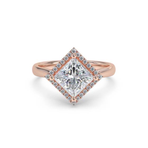 Princess Diamond Single Halo Ring