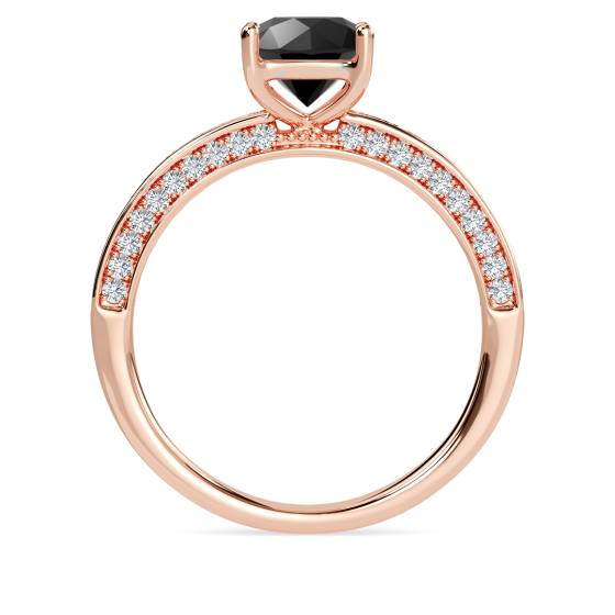 Black Diamond Shoulder Set Ring