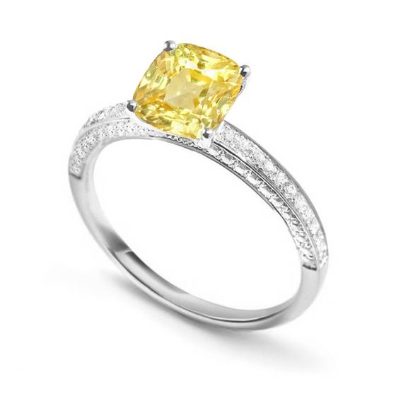 Cushion Yellow Diamond Engagement Ring