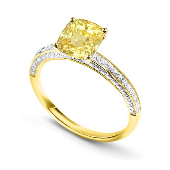 Cushion Yellow Diamond Engagement Ring
