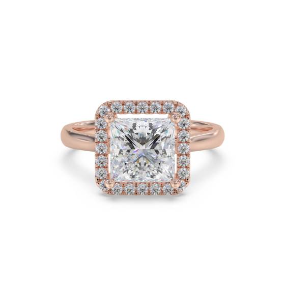 Princess Diamond Single Halo Ring