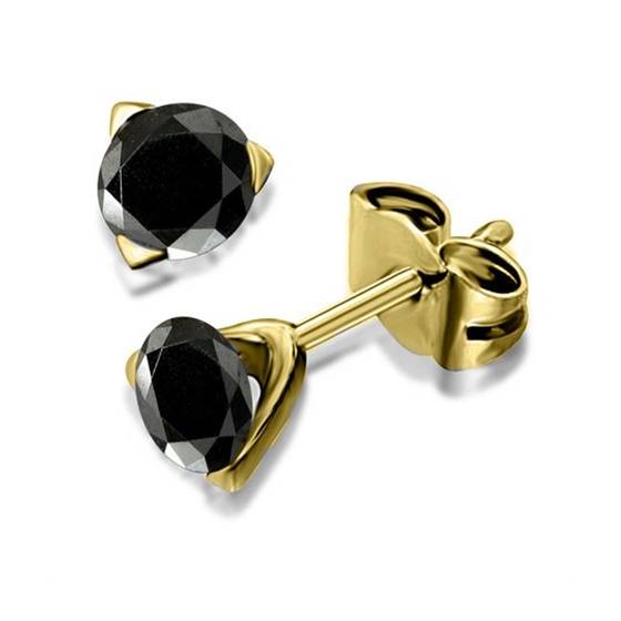 Round Black Diamond Earrings