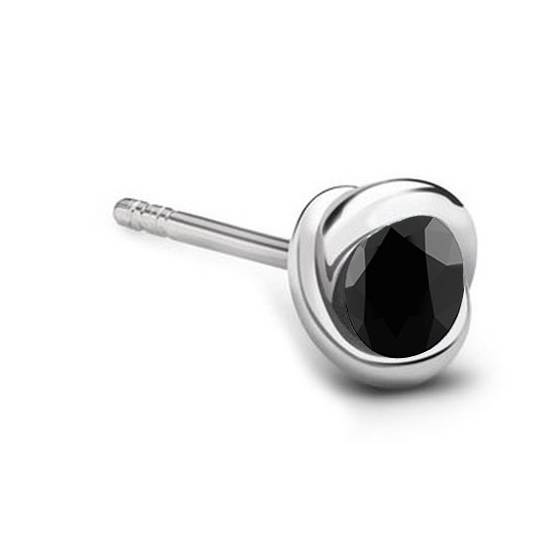 Mens Black Diamond Single Stud Earring