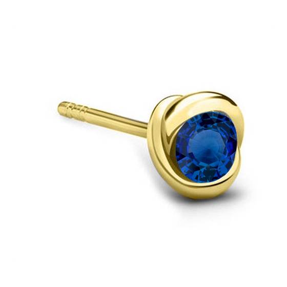 Mens Blue Sapphire Gemstone Single Stud Earring
