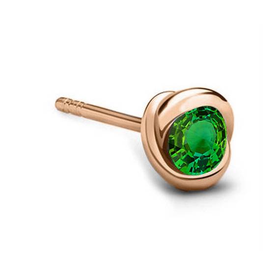 Mens Green Emerald GemStone Single Stud Earring