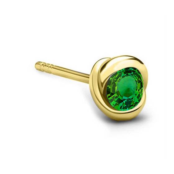 Mens Green Emerald GemStone Single Stud Earring