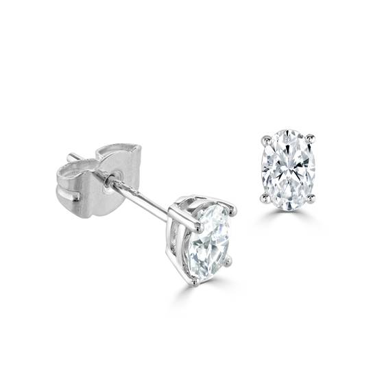 Classic Oval Diamond Stud Earrings