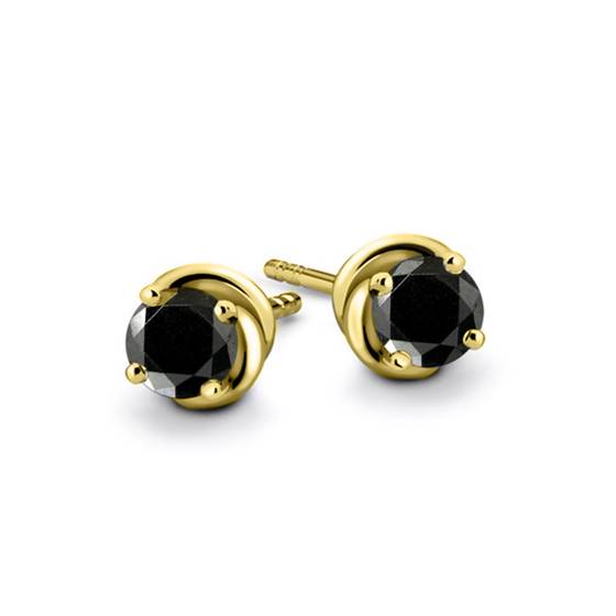 Round Black Diamond Earrings