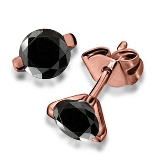 Round Black Diamond Earrings