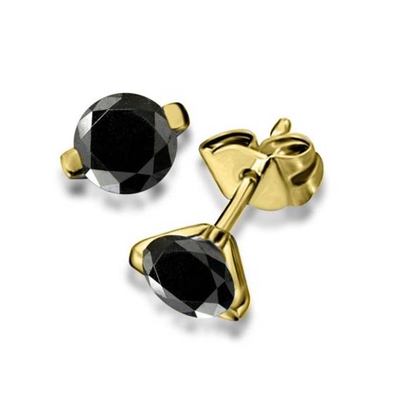 Round Black Diamond Earrings