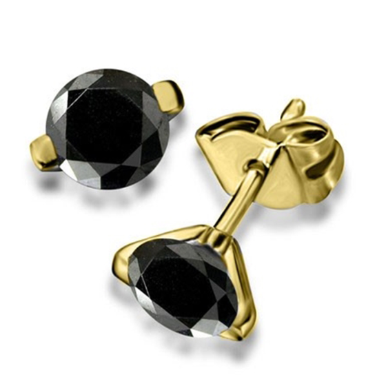 Round Black Diamond Earrings