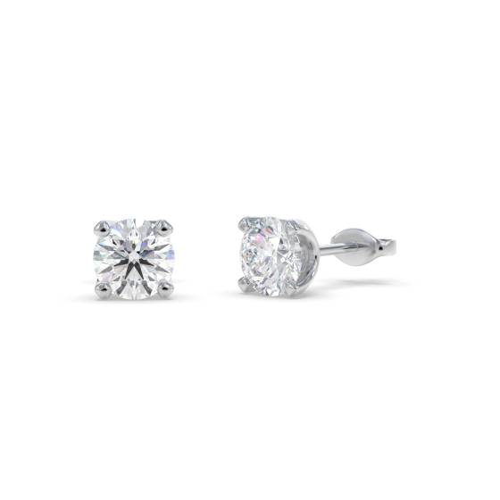 3.00ct SI1/F Round Natural Diamond Stud Earrings