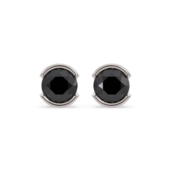 Round Black Diamond Earrings