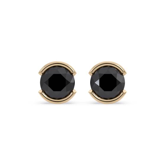 Round Black Diamond Earrings