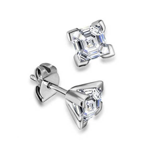 Classic Asscher Diamond Stud Earrings