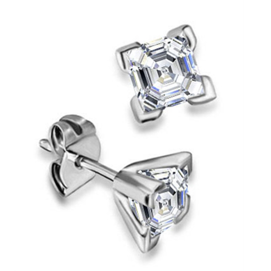 Classic Asscher Diamond Stud Earrings